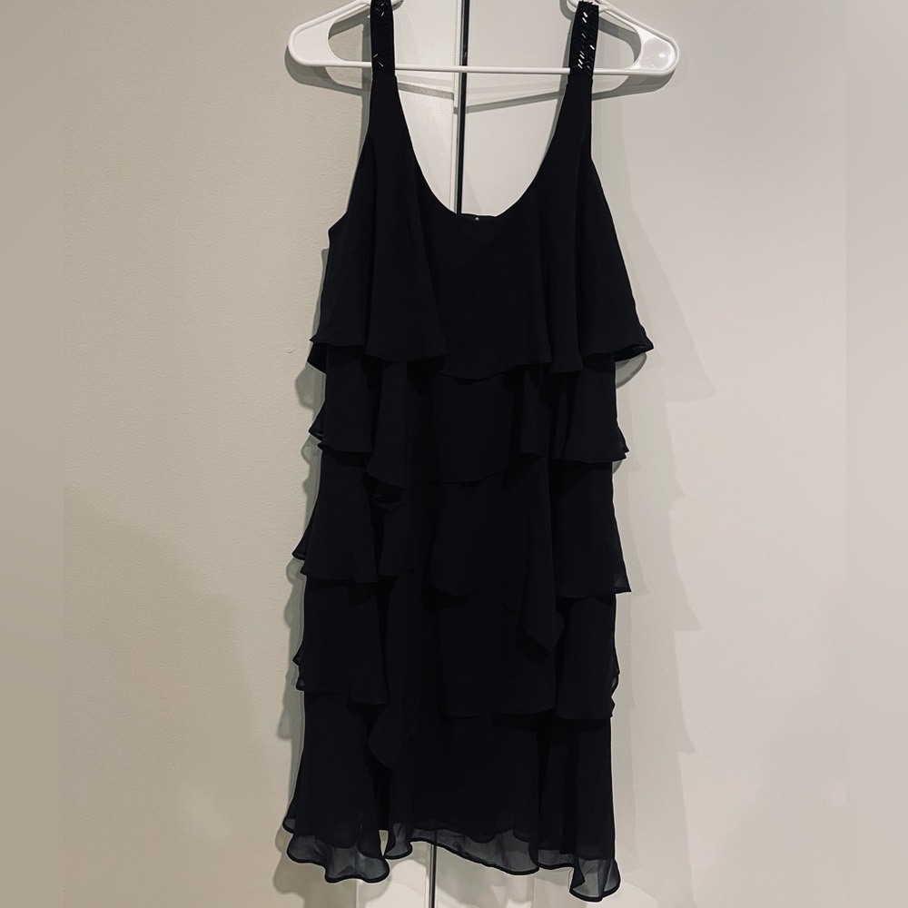 45 RONNI NICOLE: Black ruffle dress